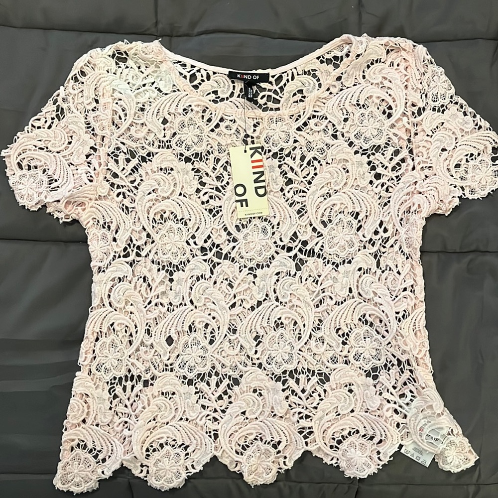 Light Pink Crochet Style Top